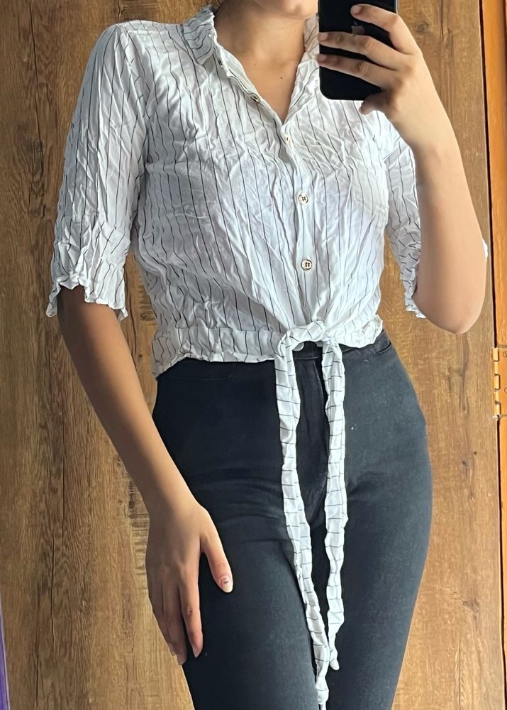 White Crop Shirt