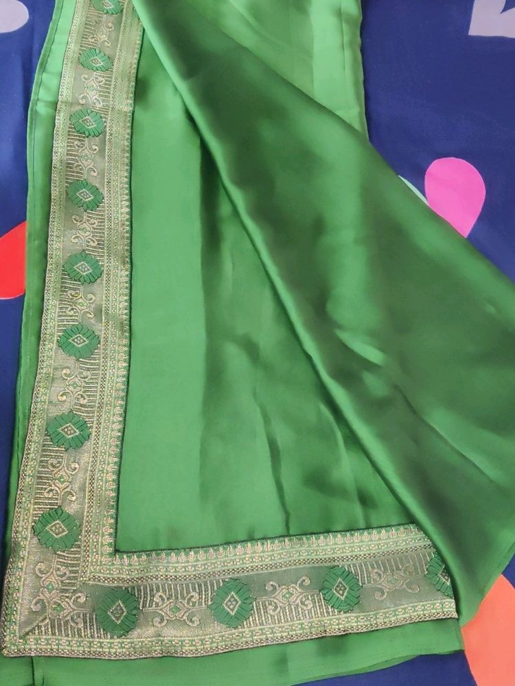 Green Saree With Border