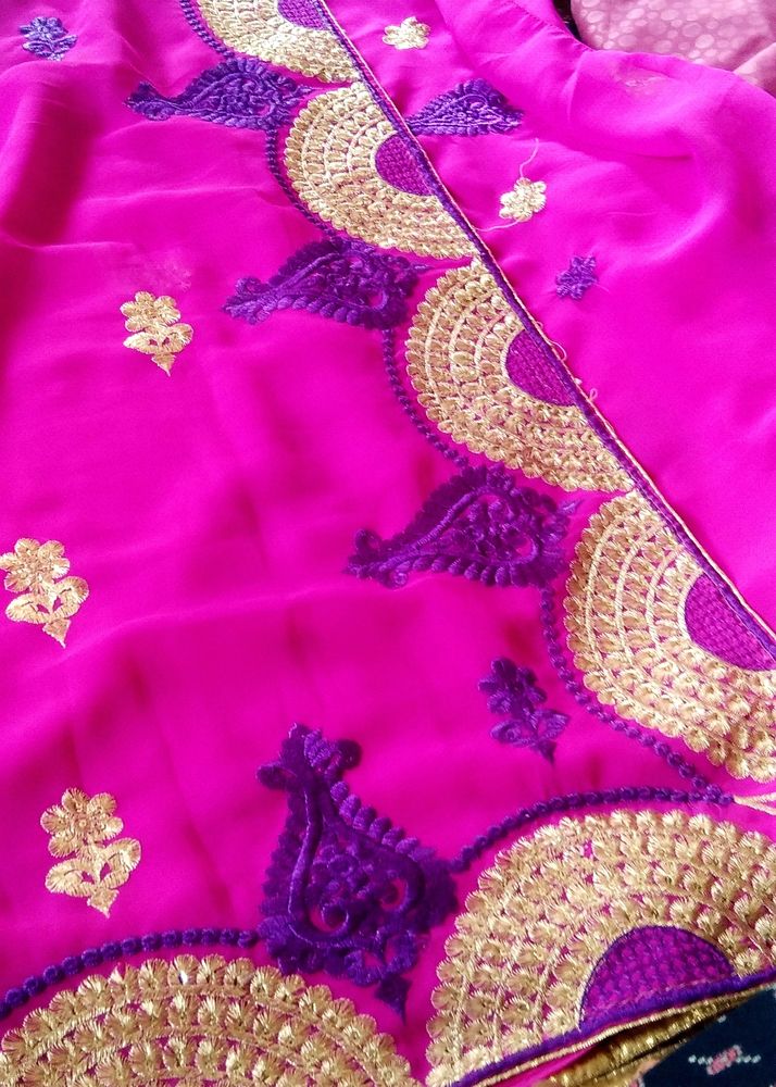 💕Amma Beautiful Embroidery Dark Pink 😍💖Saree