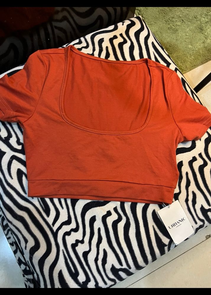 Urbanic Coral Fitted Crop Top Size S