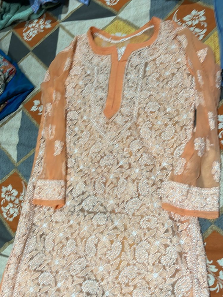 Lucknowi Georgette Kurta Long ( Without Inner)