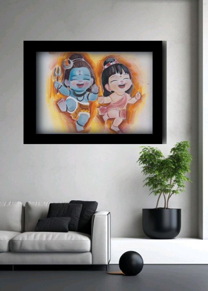 Shiv Pravati Baby Art Handmade Draw