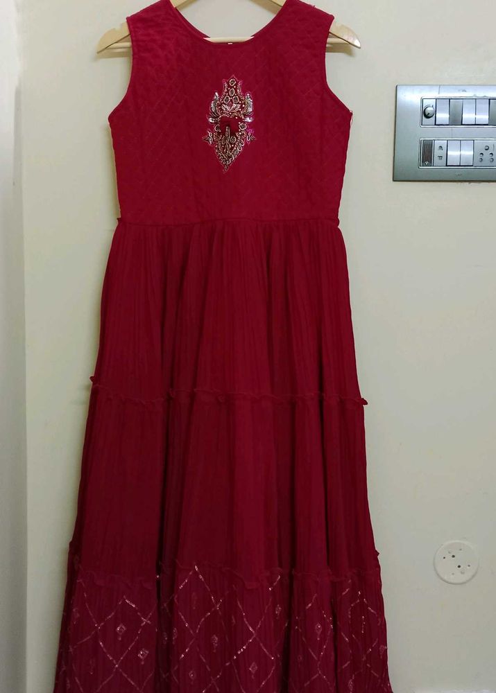 New Maroon Frock(Sleeves Available)