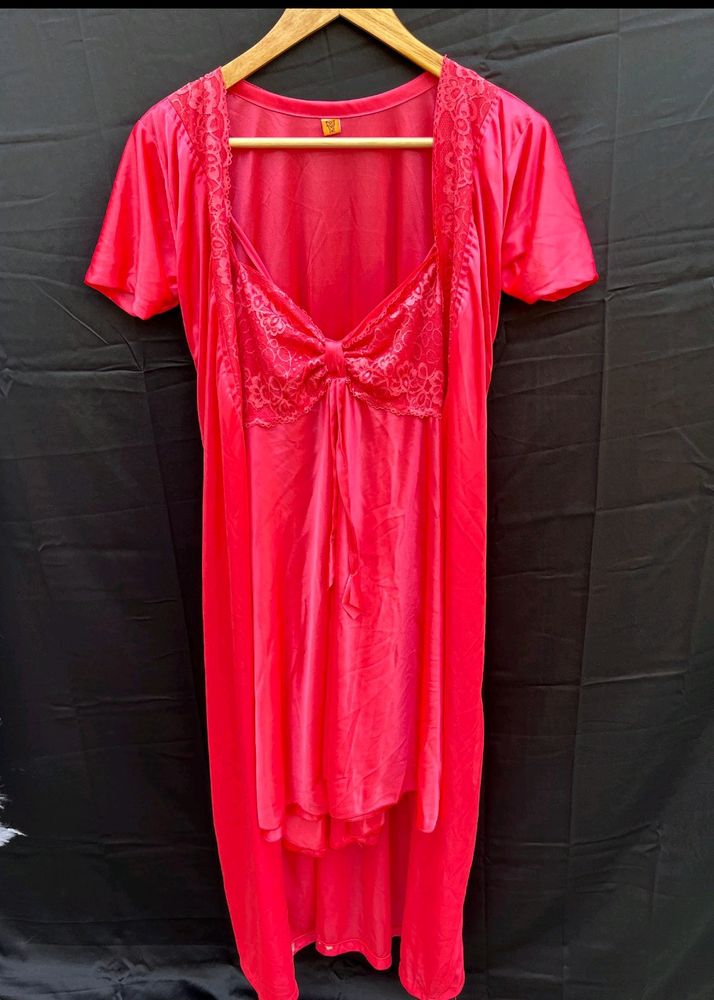 Night pink satin silk three pieces dress