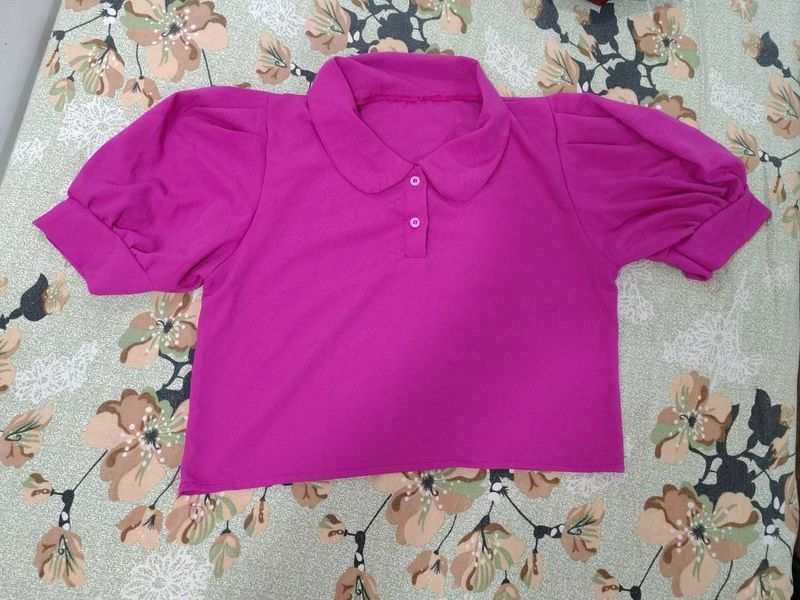 Magenta Collar Stylish Top