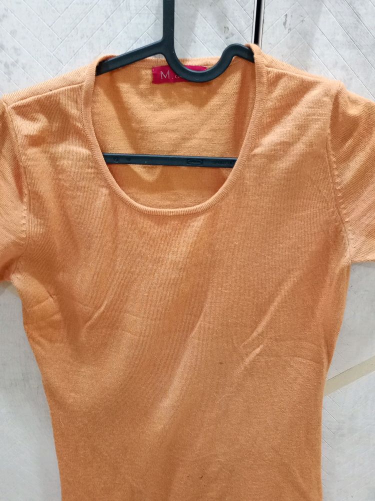 Orange Casual Wear T- Shirt