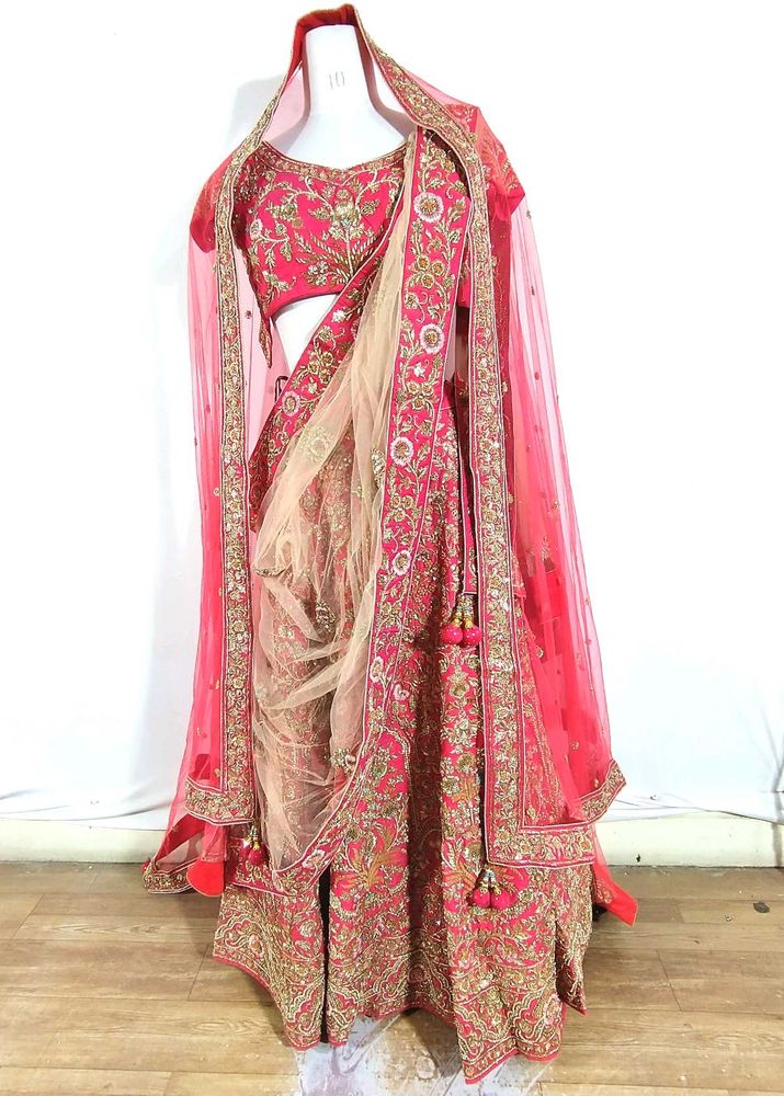 Pink Hand Embroidered Lehenga Choli (Women's)