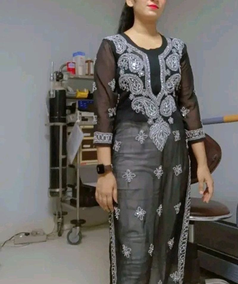 Chicken Kari Black Kurta With Attached Inner!!