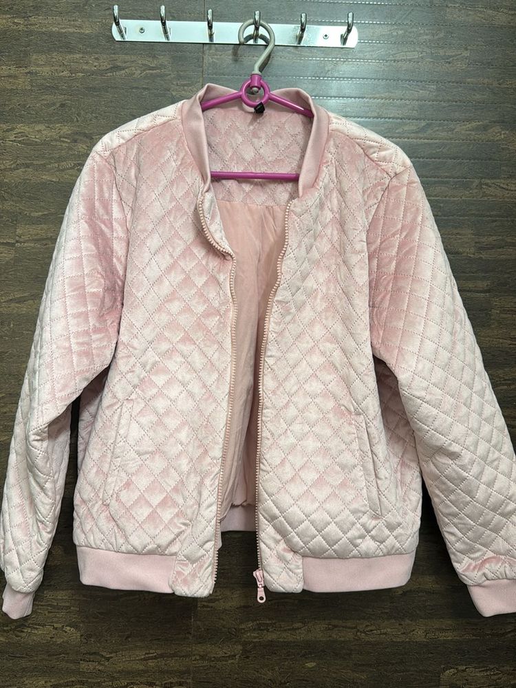 Women Pink Upper Velvet Jacket