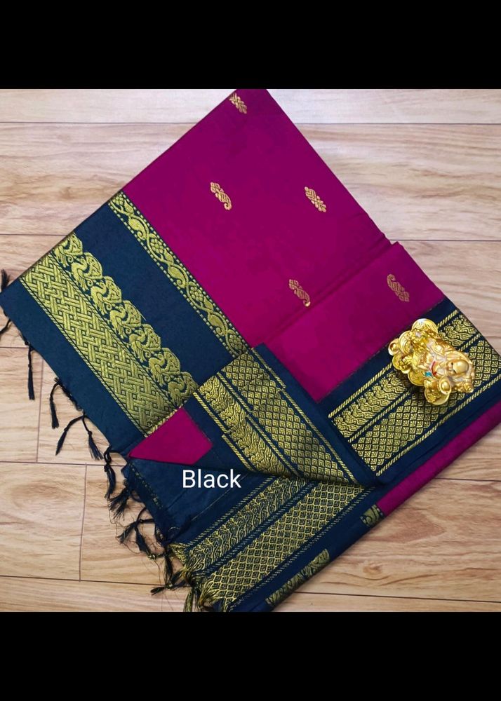 New Gadhwal Cotton Saree With Korvai Border