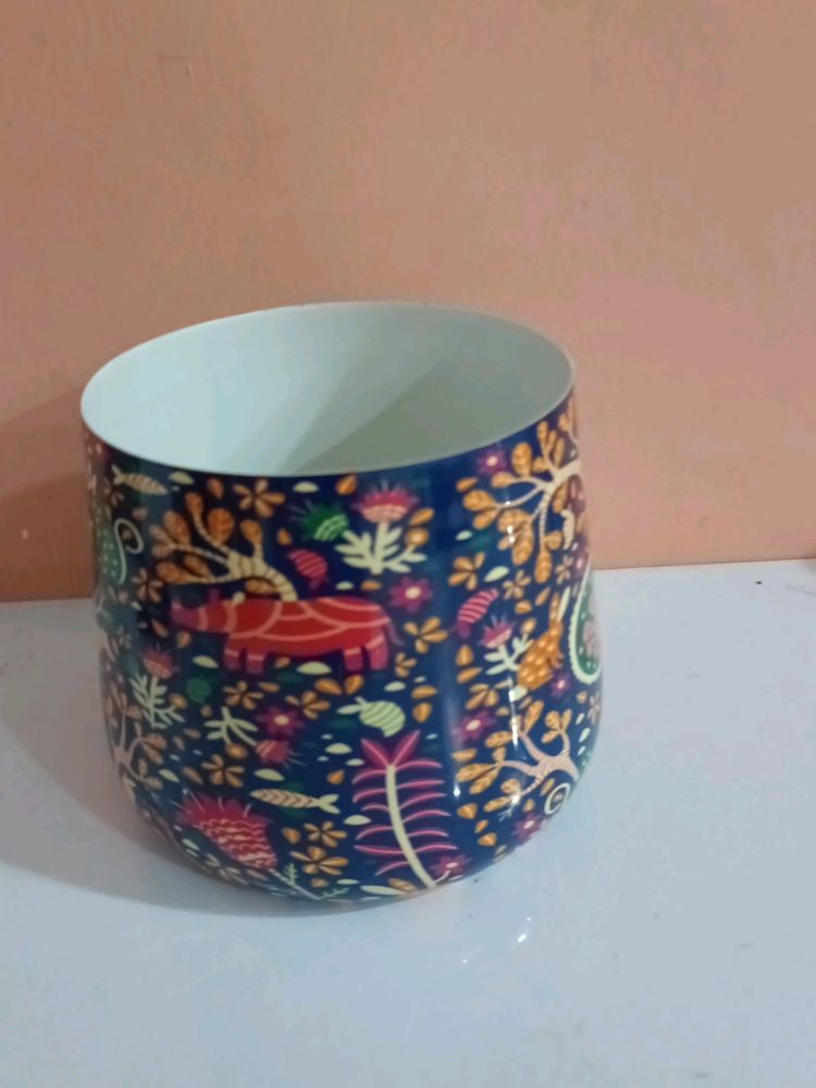 Multi coloured Rangoli Print Flower Pot