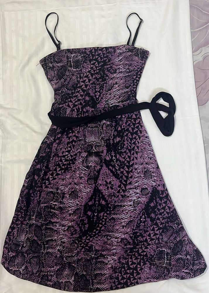 Party Dress - Purple Black Print