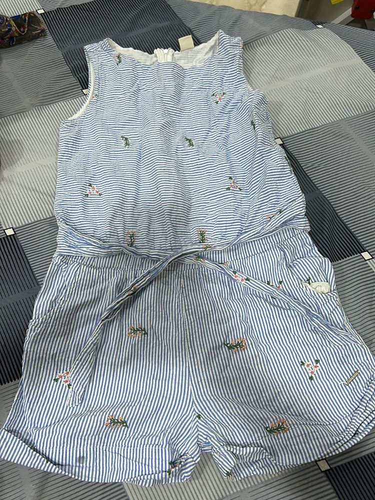 Girls Pure Cotton Shorts Jumpsuit (13 To 14 Year)