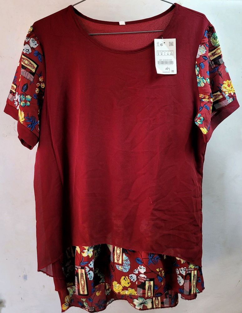 Marron Printed Top