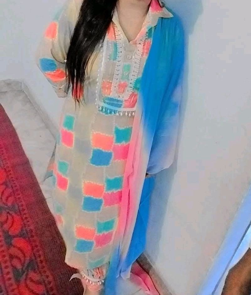 multi color afghani suit