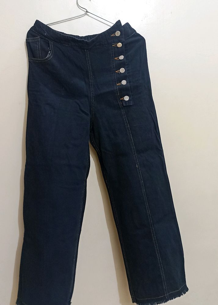 Wide Leg Dark Blue Jeans