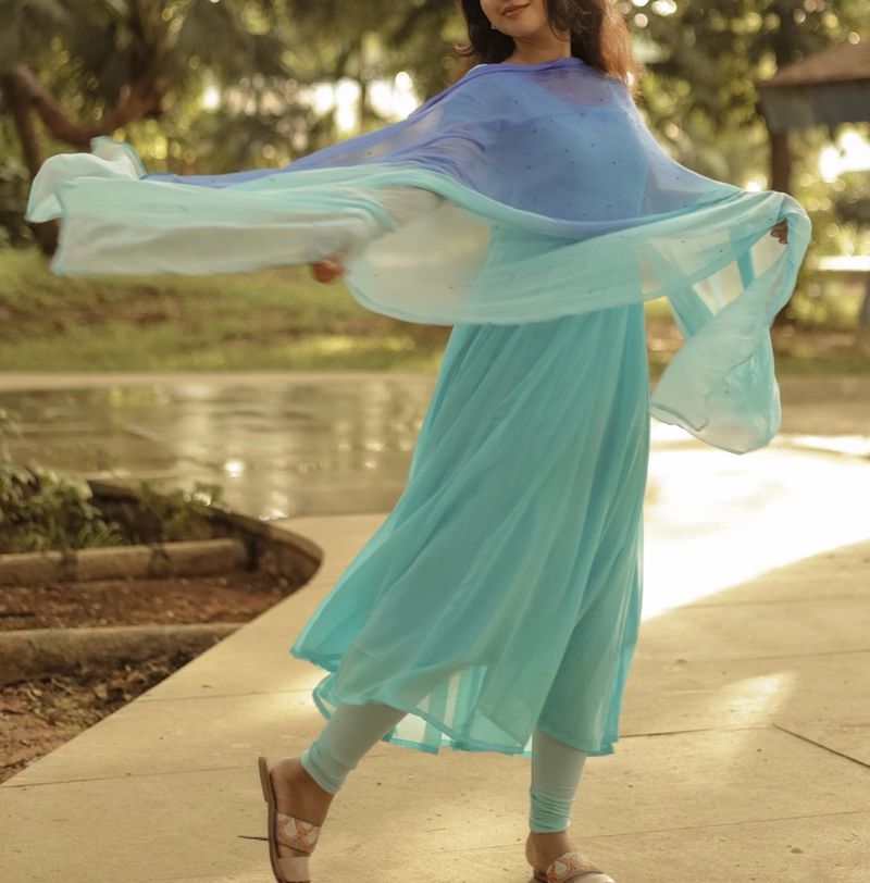 Blue Gown with dupatta