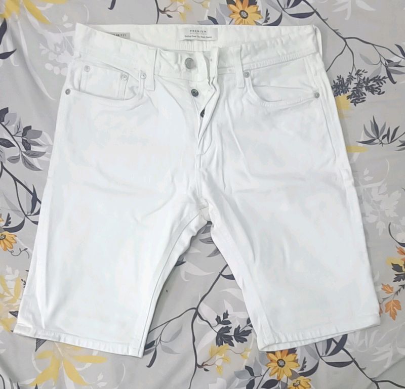 Jack And Jones Premium White Denim Shorts