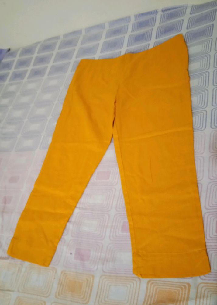 Cotton Trouser In Haldi Color For Women Size - Xl.. Totally New