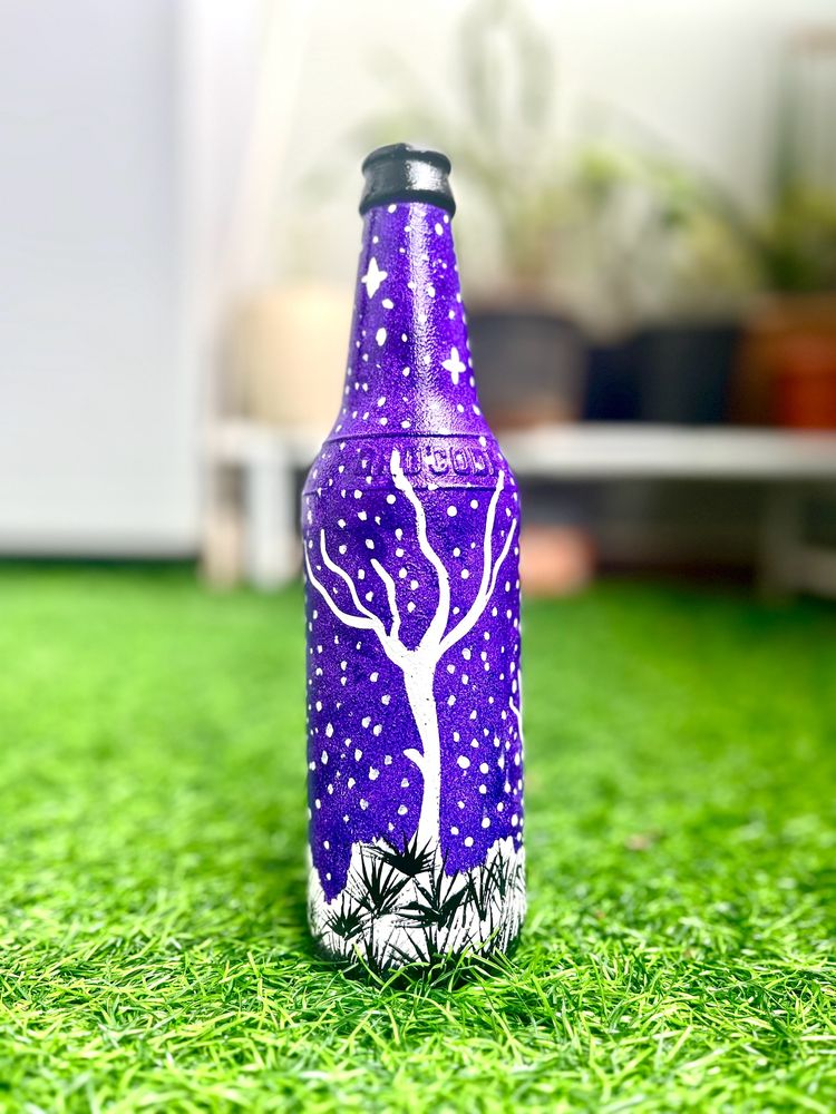 Hand painted Midnight Art On Glass Bottle