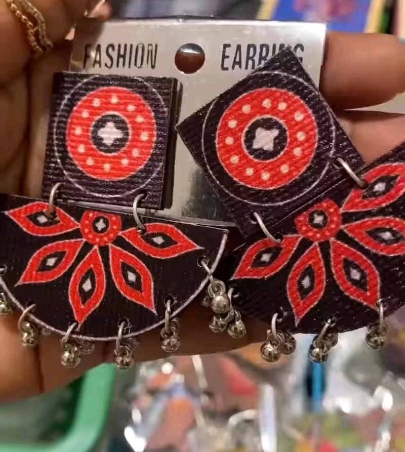 Hand-painted Fabric Earring