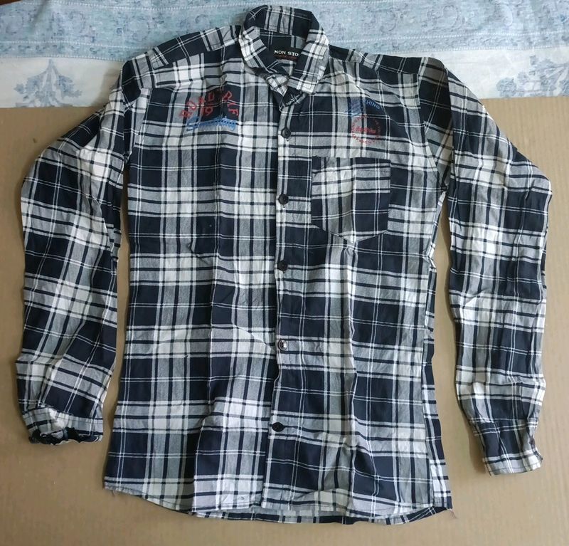 Blue And White Checks Design Full Sleeves Shirt