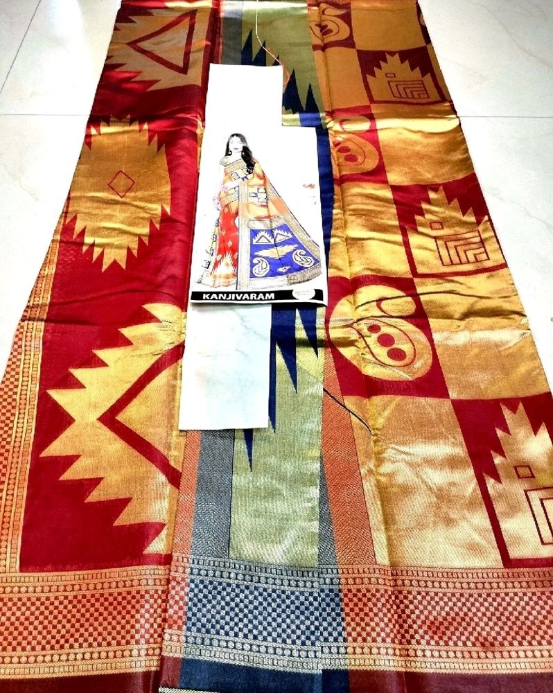 Brand New Fancy Kanjivaram Silk Saree With BP