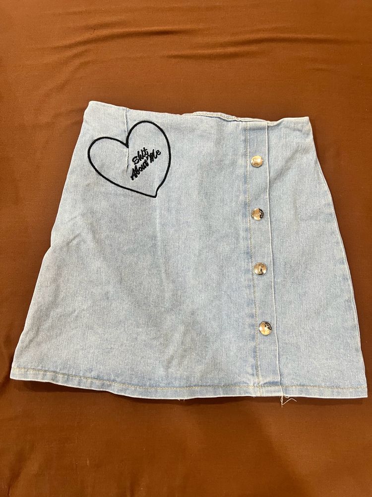 Embroidered Denim Skirt