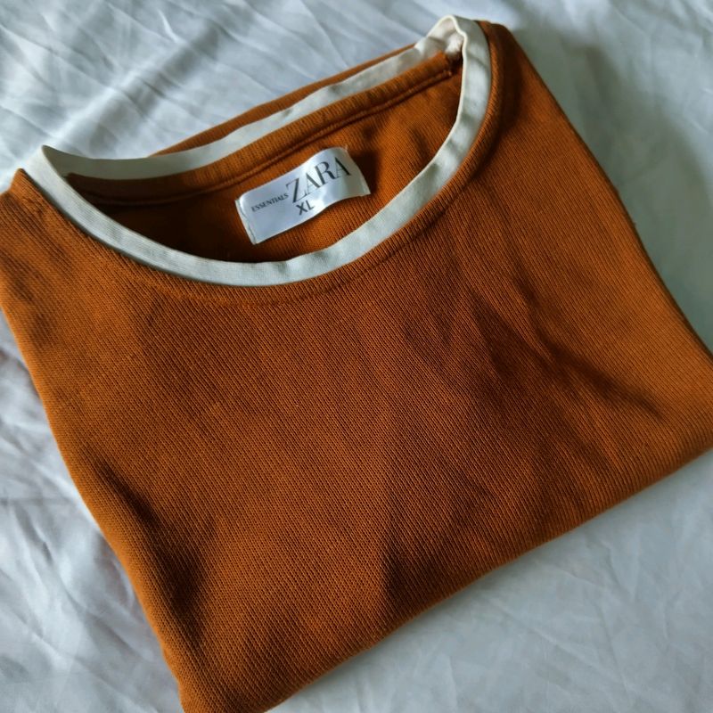 Printed Men Round Neck Orange Tshirt