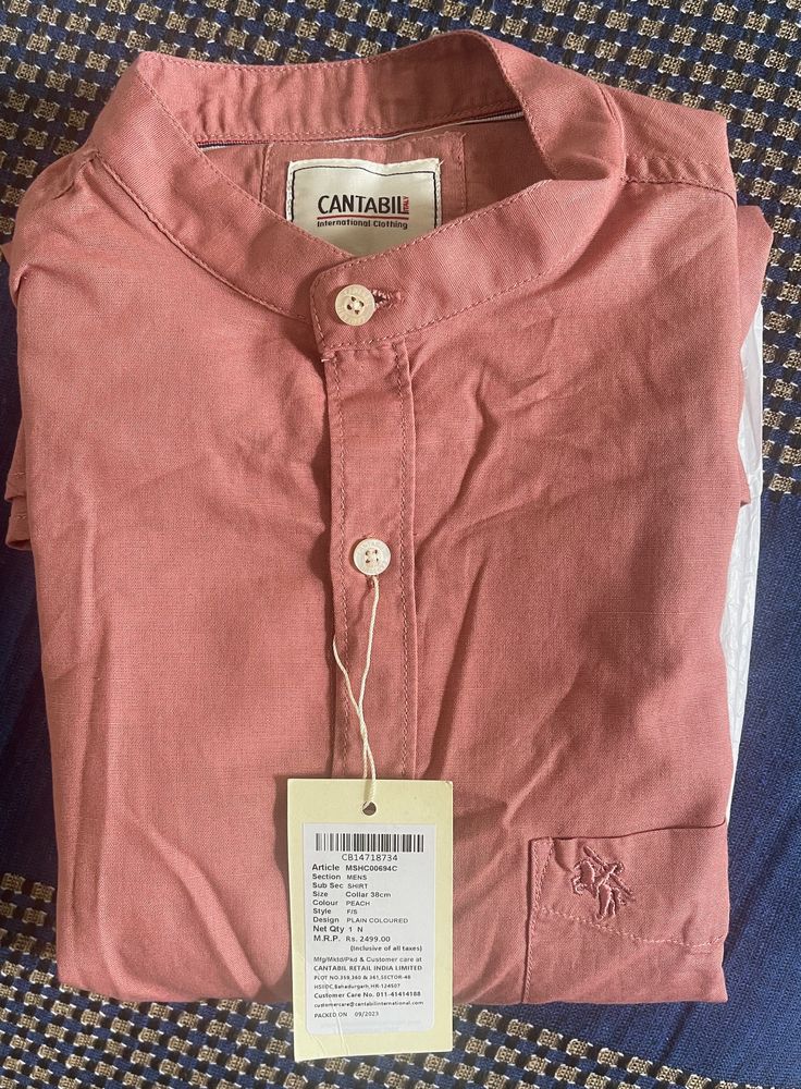 New Cantabil Peach Color Shirt