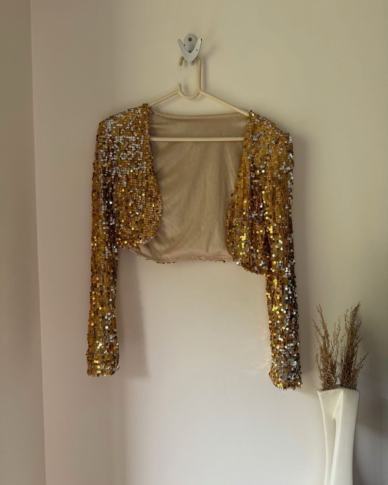 Sequin Gold Cropped Jacket