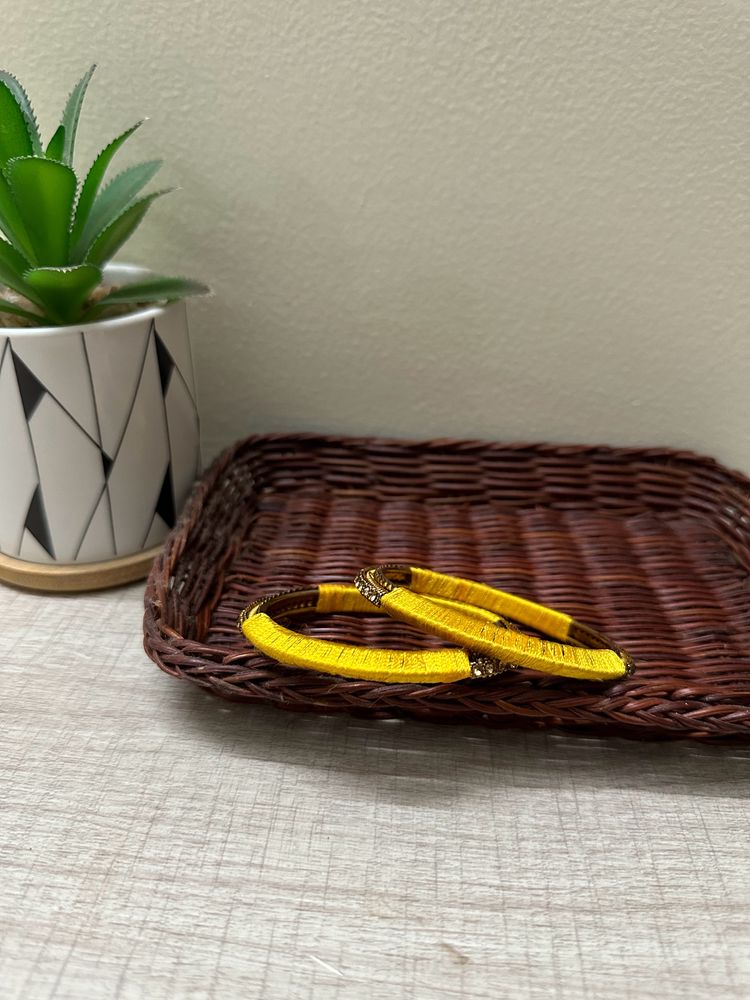 Golden Bangle With Yellow Thread