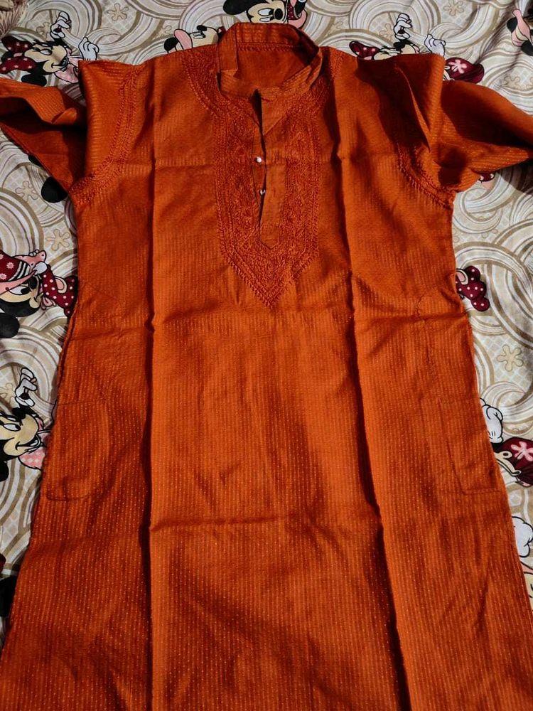 Orange Chicken Kari Kurta