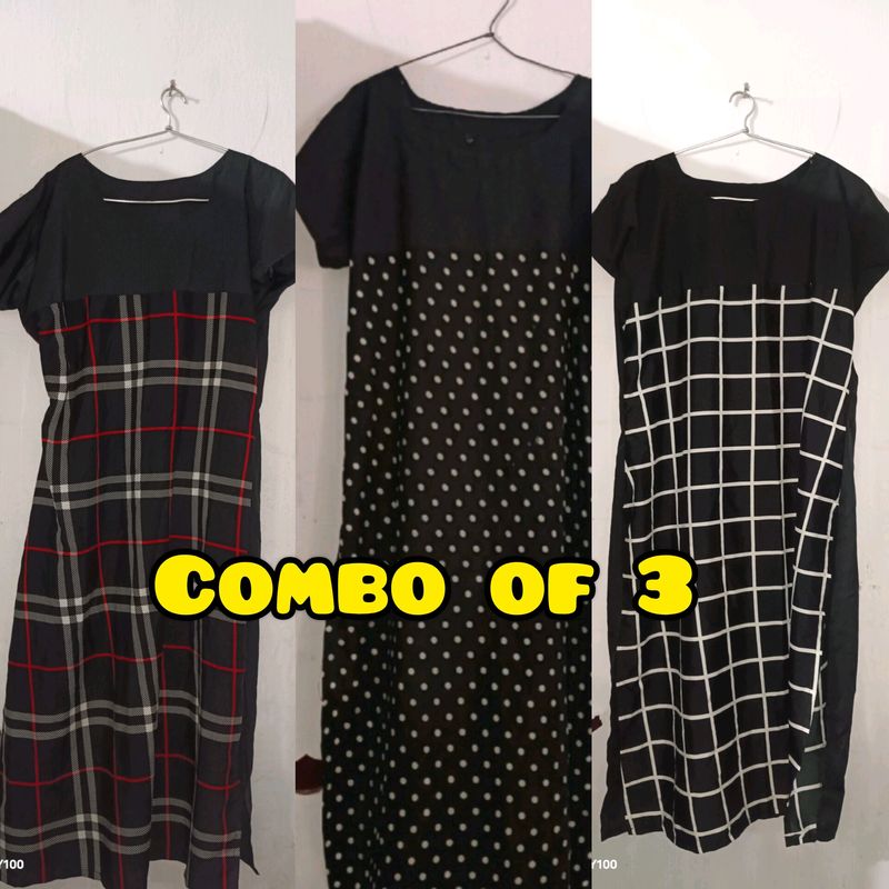 3 Black Kurtis