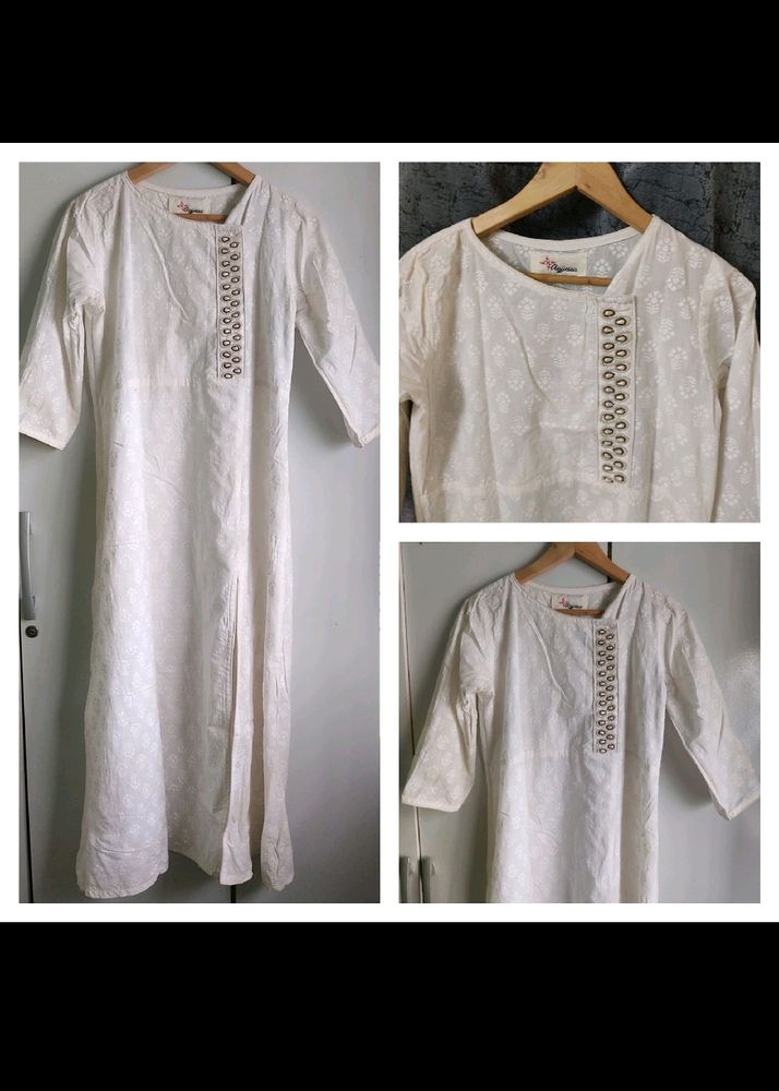 White Floral Kurta