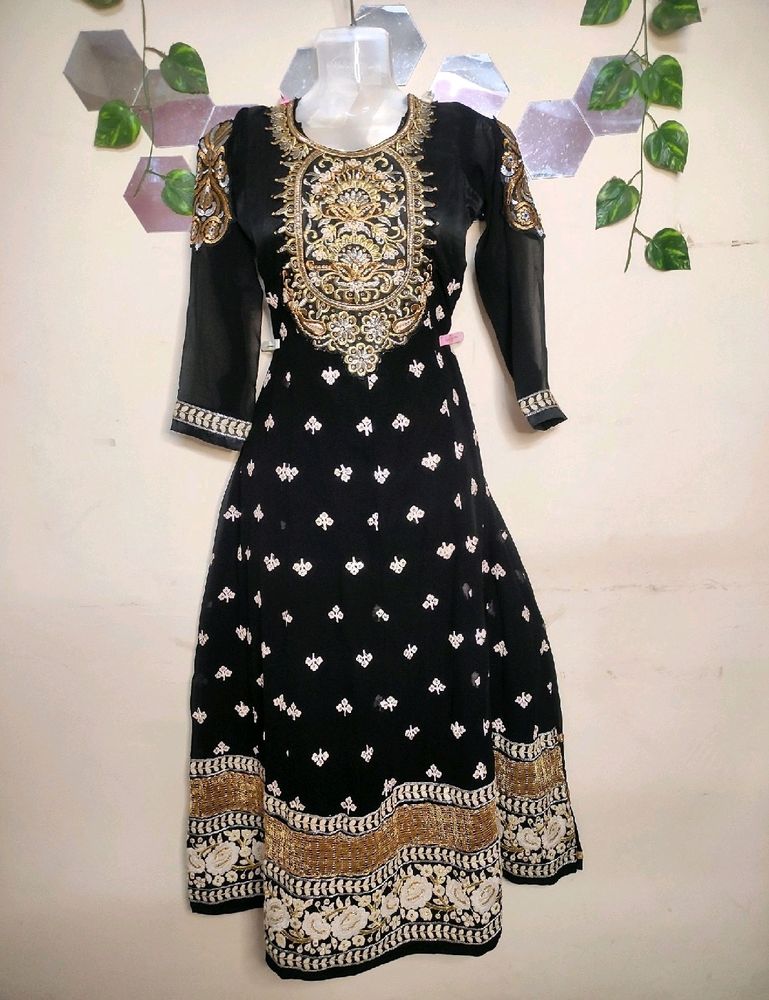 Black Anarkali with Churidar 🐈‍⬛🖤