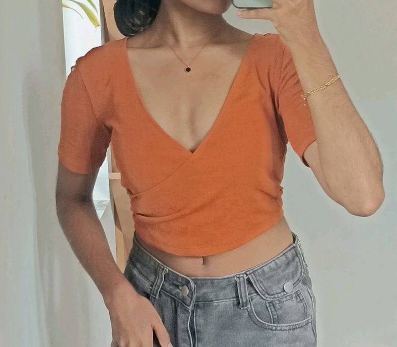 Zara Orange Aline Crop Top