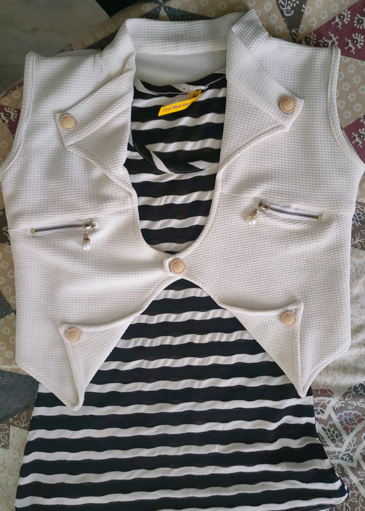 Short Sleeve Top With Attached jacket