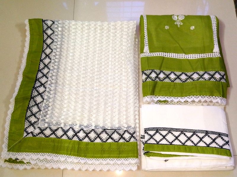 Chikankari Dupatta Dress Material 💚🤍