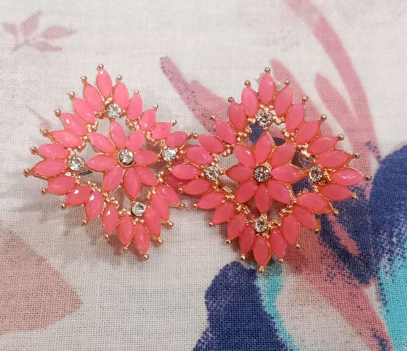 Pink Colour Earrings Set