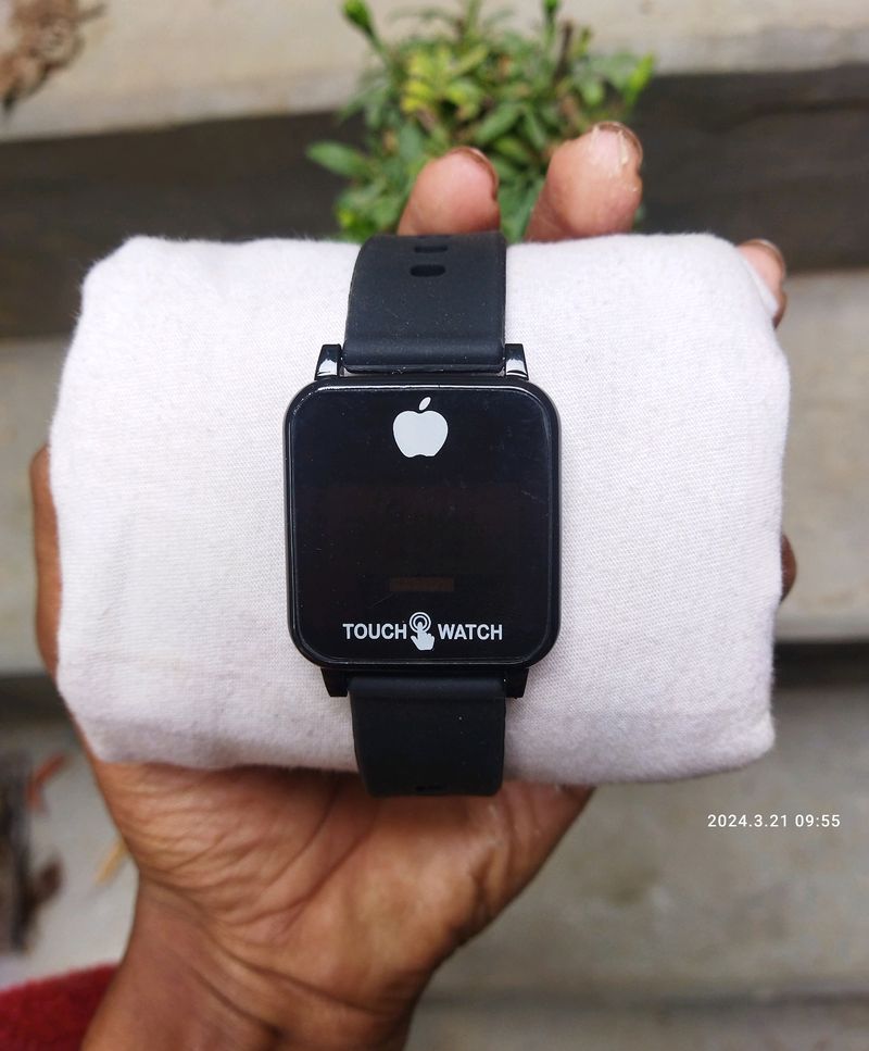 Black Apple Logo Touch Screen Digital Watch