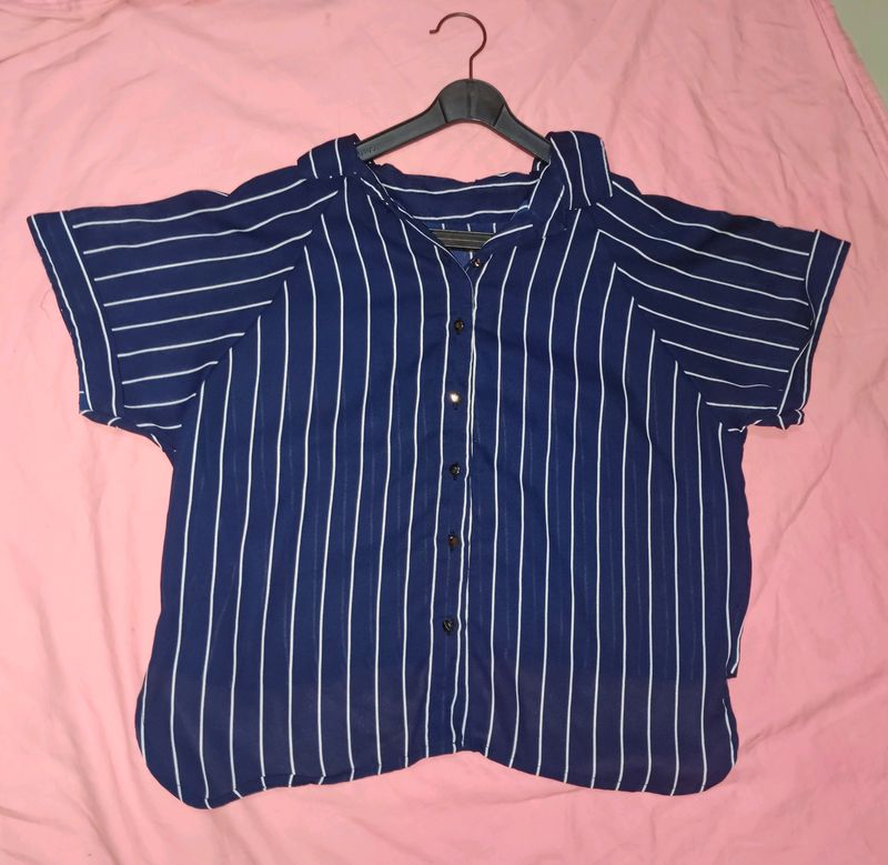 Striped Casual Crop Shirt