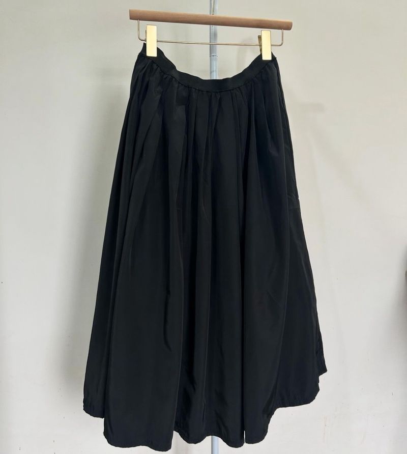 Pure Black Midi Skirt