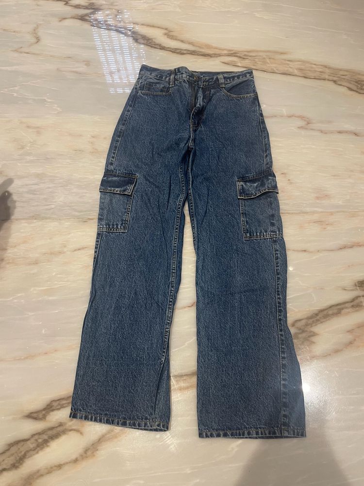 Denim Pocket Straight Jeans In Waist 26