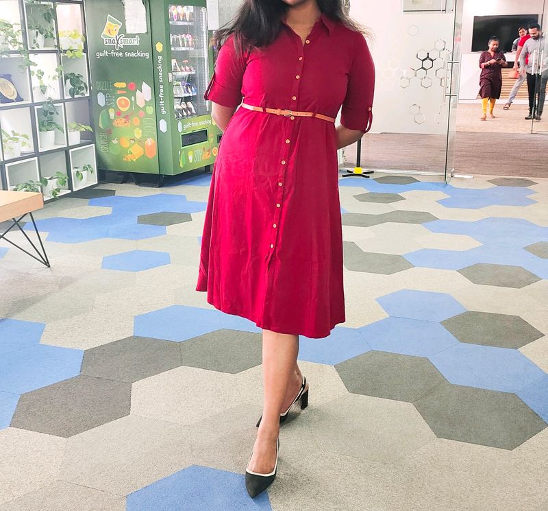 Red Dress With Belt ❤️❤️❤️