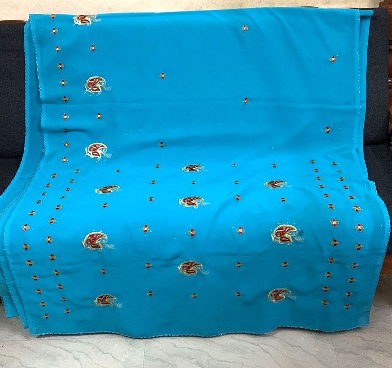 Beautiful Blue Colour Saree