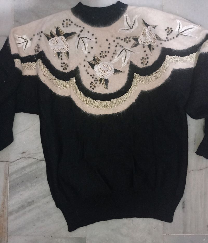 woolen sweater with embroidery work for party