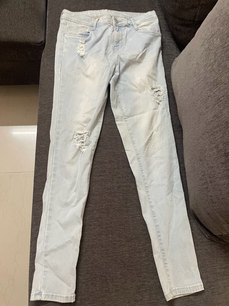 Kraus Jeans In Light Blue - Ripped