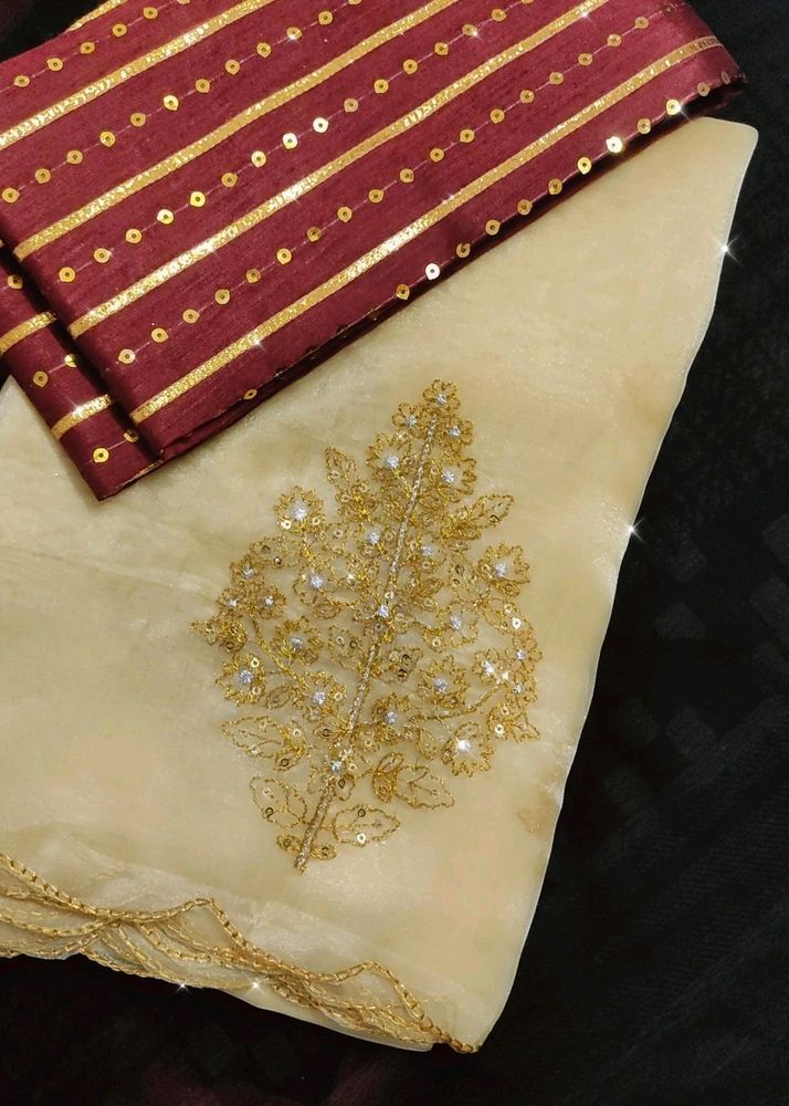 Royal Organza Saree With Embroidery