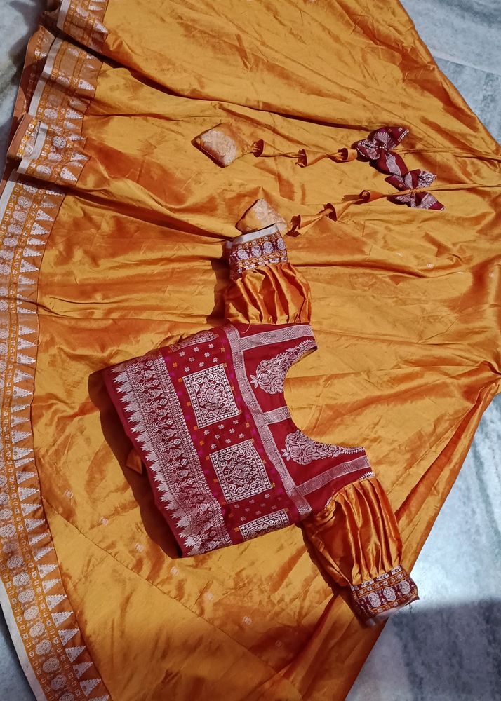 Orange Lehenga Choli With Red Blouse